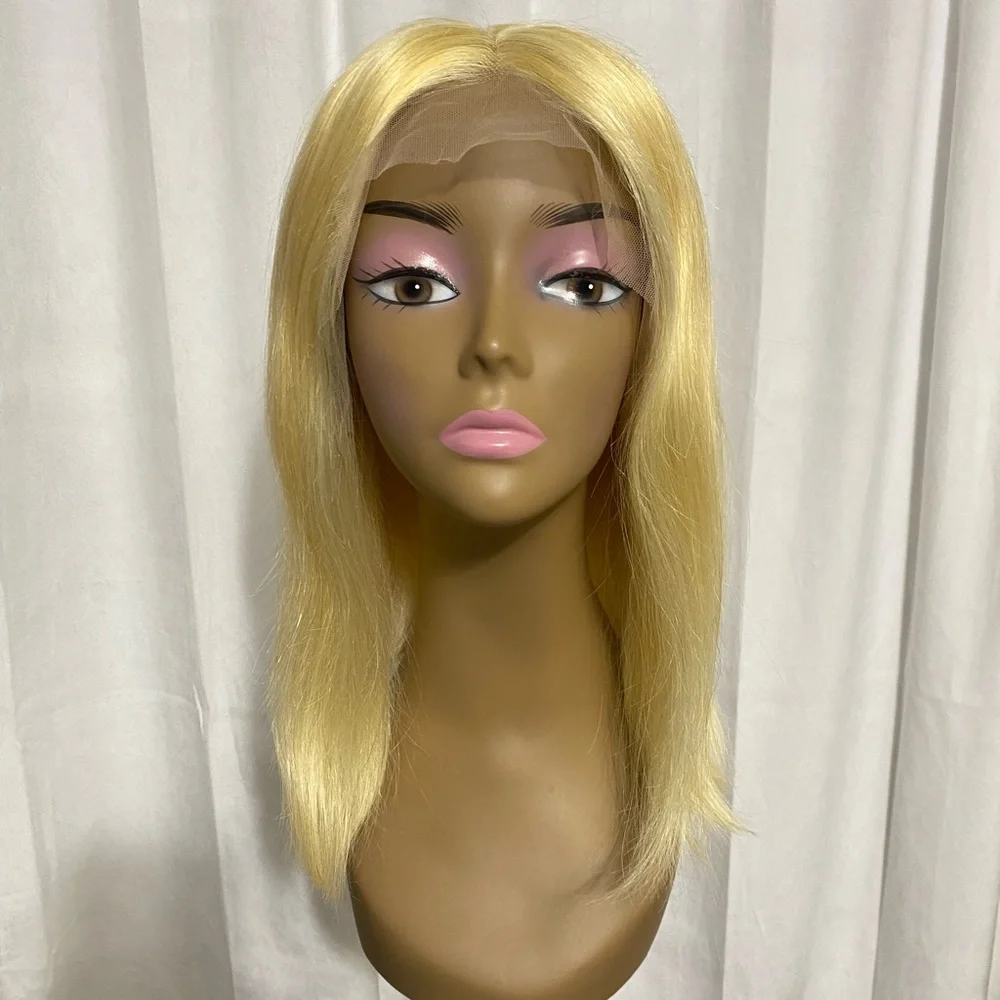 16 Inch Blonde 613 13x4 Lace Front Wig Human Hair Straight Pre-Plucked Med/Large